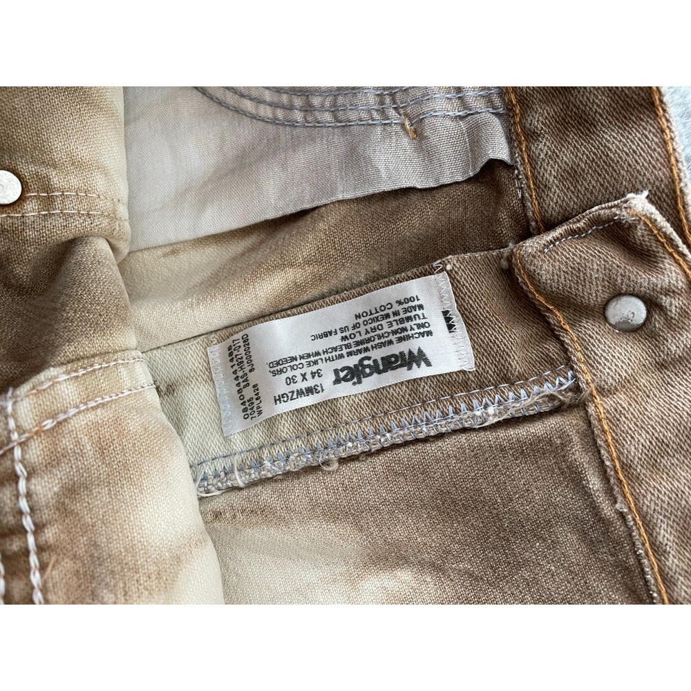 Vintage Upcycled Wrangler Cut Off Shorts Size 34" Tie Dye Ombre Brown 2" Rodeo - Picture 3 of 7